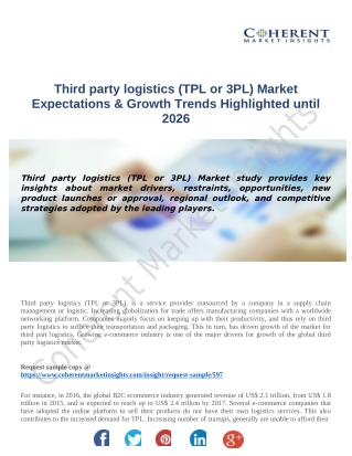 Third-party Logistics Market Expectations & Growth Trends Highlighted until 2026