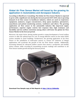 AIR FLOW SENSORS MARKET 2019 | INDUSTRY SIZE, TRENDS, GLOBAL GROWTH, INSIGHTS AND FORECAST RESEARCH REPORT 2025