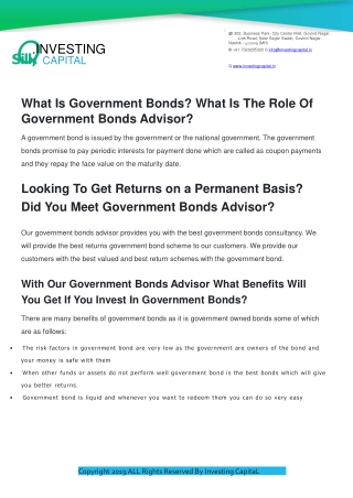 What Is Government Bonds? What Is The Role Of Government Bonds Advisor?