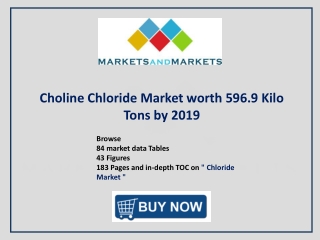Choline Chloride Market - Regional Trends & Forecast to 2019