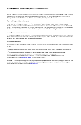How to prevent cyberbullying children on the Internet?