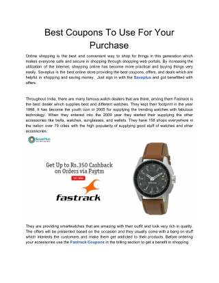 Best Coupons To Use For Your Purchase