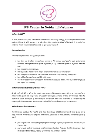 IVF Center In Noida | ElaWoman