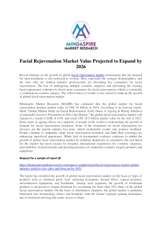 Facial Rejuvenation Market Value Projected to Expand by 2026