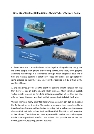 Delta Airlines Reservations - 1-888-896-9657