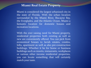 Miami Real Estate Property