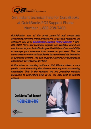 QuickBooks POS Support Phone Number | 1-888-238-7409 |