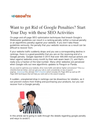 Want to get Rid of Google Penalties? Start Your Day with these SEO Activities