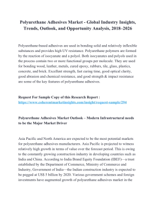 Polyurethane Adhesives Market - Global Industry Insights, Trends, Outlook, and Opportunity Analysis, 2018–2026