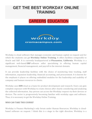 Get the best workday online training | croma campus