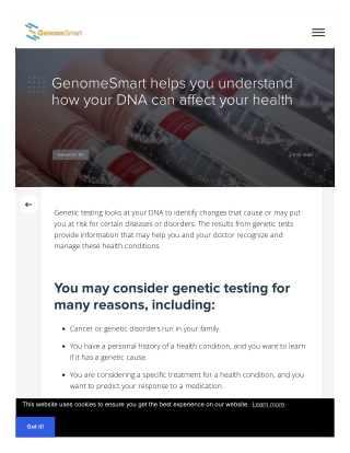 GenomeSmart helps you understand how your DNA can affect your health