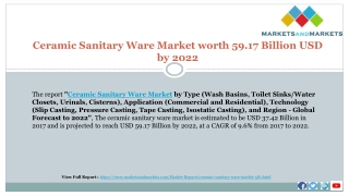 Ceramic Sanitary Ware Market worth 59.17 Billion USD by 2022