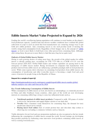 Edible Insects Market Value Projected to Expand by 2026