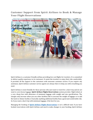 Customer Support from Spirit Airlines to Book & Manage Your Flight Reservations