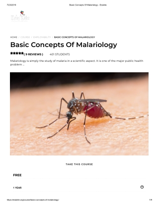 Basic Concepts Of Malariology - Edukite