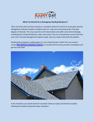 What You Should Do in Emergency Roofing Situations  