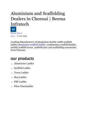 Aluminium and Scaffolding Dealers in Chennai | Beema Infratech