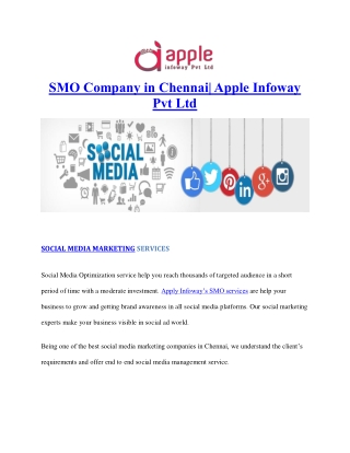 SMM company in Chennai|SMO Company in Chennai| Apple Infoway