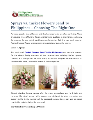 casket flowers send to philippines