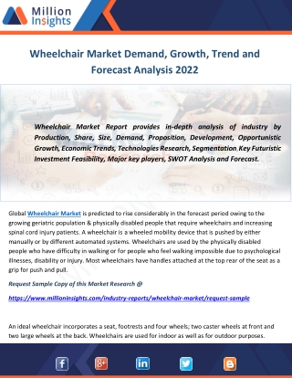 Wheelchair Market Demand, Growth, Trend and Forecast Analysis 2022