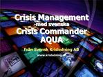 Crisis Management med svenska Crisis Commander AQUA