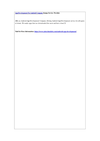 App Development For Android Company amp Service Provider