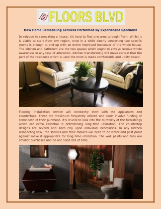 How Home Remodeling Services Performed By Experienced Specialist