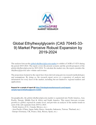 Global Ethylhexylglycerin (CAS 70445-33-9) Market Perceive Robust Expansion by 2019-2024