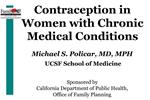 Contraception in Women with Chronic Medical Conditions