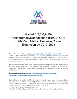 Global 1,2,5,6,9,10-Hexabromocyclododecane (HBCD, CAS 3194-55-6) Market Perceive Robust Expansion by 2019-2024