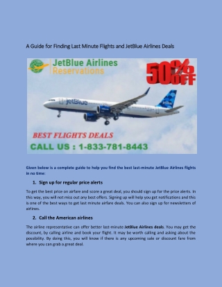 A Guide to Finding Last Minute Flights and Jetblue Airlines Deals