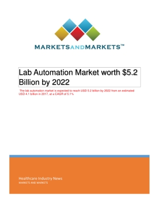 Lab Automation Market | Emerging Trends and Global Industry Dynamics