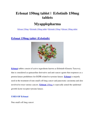 Buy Erlonat/Erlotinib 150mg tablets with price | Myapplepharma