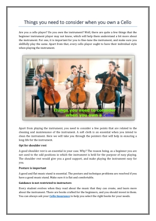 Things you need to consider when you own a Cello