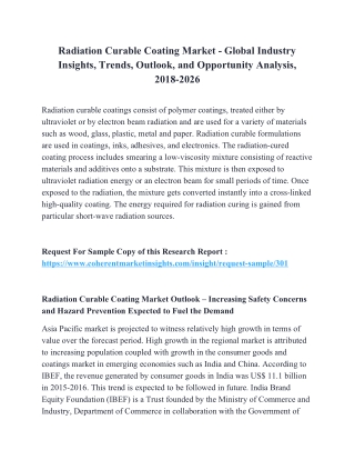 Radiation Curable Coating Market - Global Industry Insights, Trends, Outlook, and Opportunity Analysis, 2018-2026