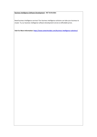 Business Intelligence Software Development - AIS Technolabs