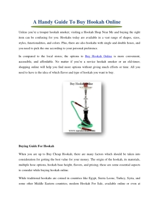 A Handy Guide To Buy Hookah Online