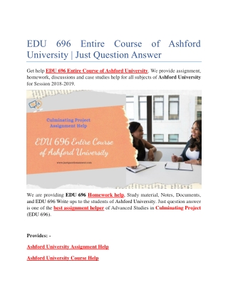 EDU 696 Entire Course of Ashford University