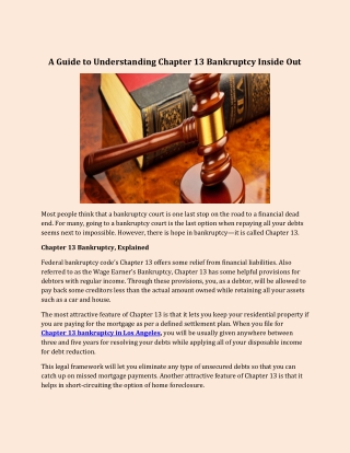 A Guide to Understanding Chapter 13 Bankruptcy Inside Out