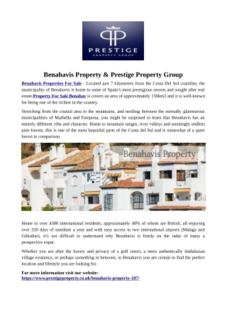 Benahavis Property & Prestige Property Group