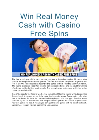 Win Real Money Cash with Casino Free Spins