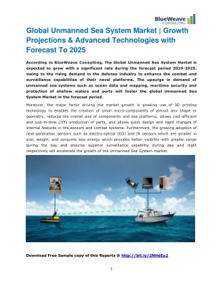 Unmanned Sea System Market 2019: Growth, Emerging Trends And Forecast 2019-2025
