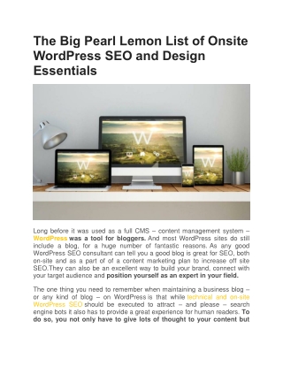 The Big Pearl Lemon List of Onsite WordPress SEO and Design Essentials