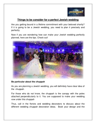 Things to be consider for a perfect Jewish wedding