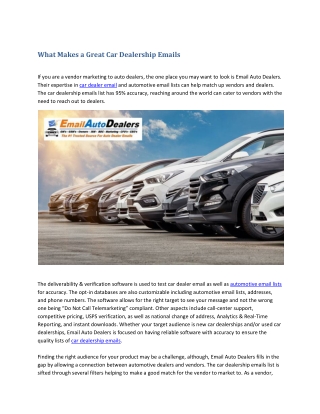 What Makes a Great Car Dealership Emails