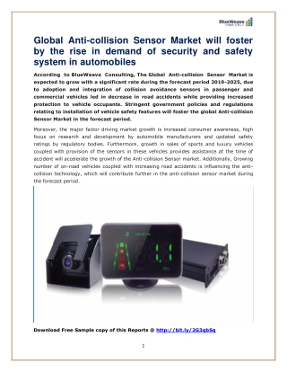 Anti-collision Sensor Market report 2019