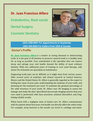 Dr. Juan Francisco Alfaro - Endodontics Specialists Guatemala