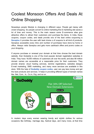 Coolest Monsoon Offers And Deals At Online Shopping