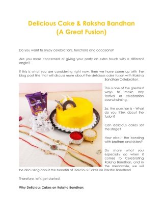 Delicious Cake & Raksha Bandhan (A Great Fusion)