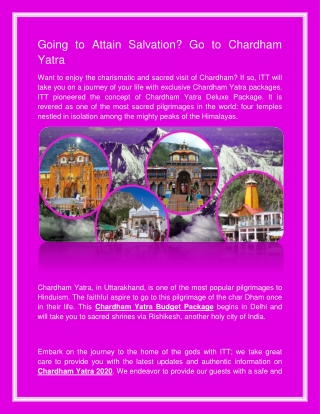 Going to Attain Salvation? Go to Chardham Yatra